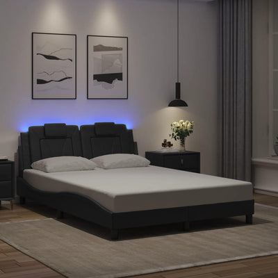 Bed Frame with LED without Mattress Black 137x187 cm Double