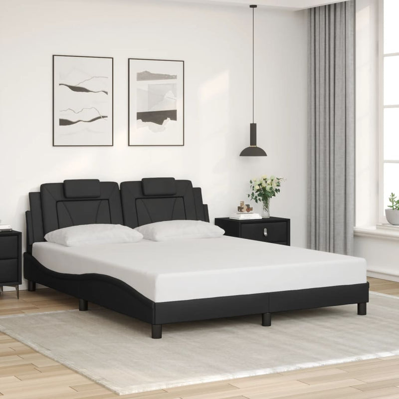 Bed Frame with LED without Mattress Black 152x203 cm Queen