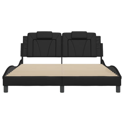 Bed Frame with LED without Mattress Black 152x203 cm Queen