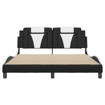 Bed Frame with LED without Mattress Black and White 152x203 cm Queen