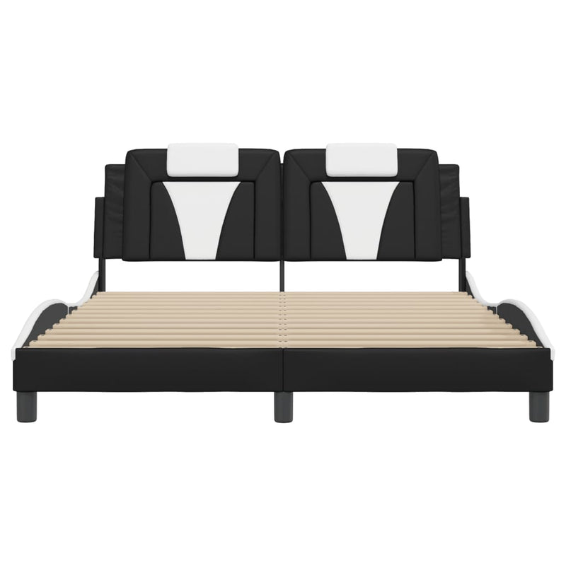 Bed Frame with LED without Mattress Black and White 152x203 cm Queen