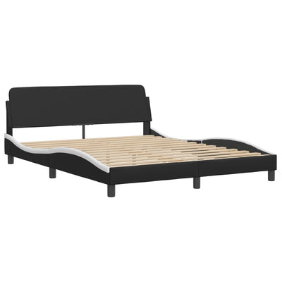 Bed Frame with LED without Mattress Black and White 152x203 cm Queen