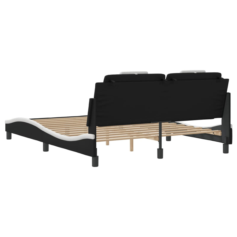 Bed Frame with LED without Mattress Black and White 152x203 cm Queen