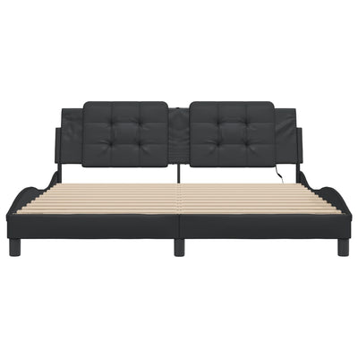 Bed Frame with LED without Mattress Black 183x203 cm King