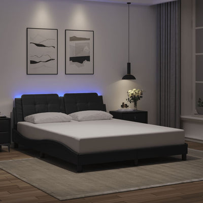 Bed Frame with LED without Mattress Black 152x203 cm Queen