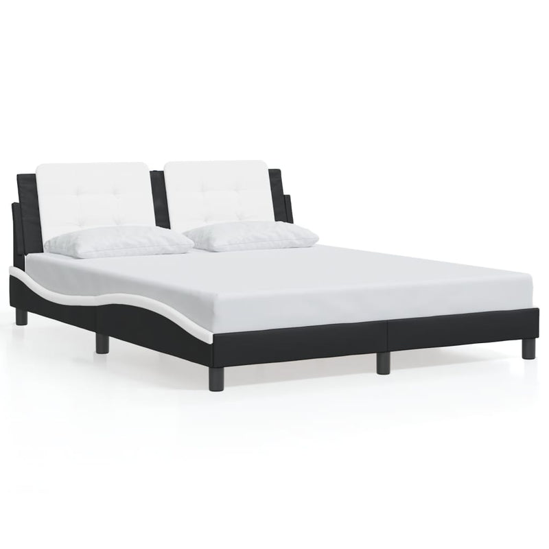 Bed Frame with LED without Mattress Black and White 152x203 cm Queen