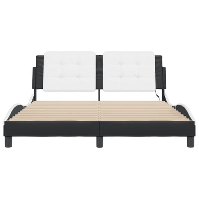 Bed Frame with LED without Mattress Black and White 152x203 cm Queen