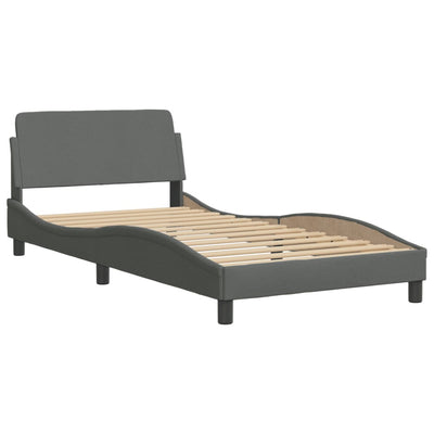 Bed Frame with LED without Mattress Dark Grey 107x203 cm King Single Fabric