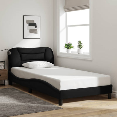 Bed Frame with LED without Mattress Black 107x203 cm King Single Fabric