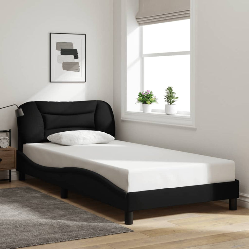 Bed Frame with LED without Mattress Black 107x203 cm King Single Fabric