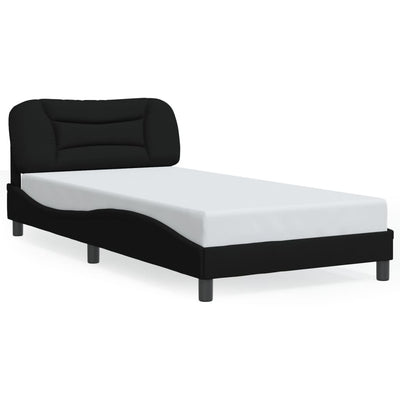 Bed Frame with LED without Mattress Black 107x203 cm King Single Fabric
