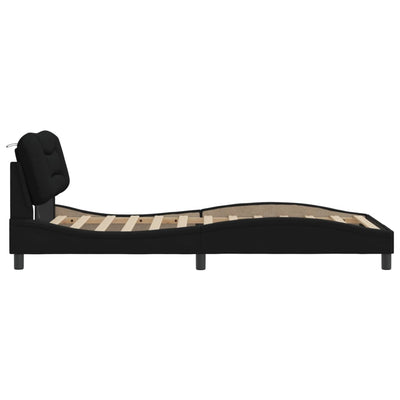Bed Frame with LED without Mattress Black 107x203 cm King Single Fabric