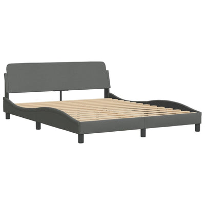 Bed Frame with LED without Mattress Dark Grey 152x203 cm Queen Fabric