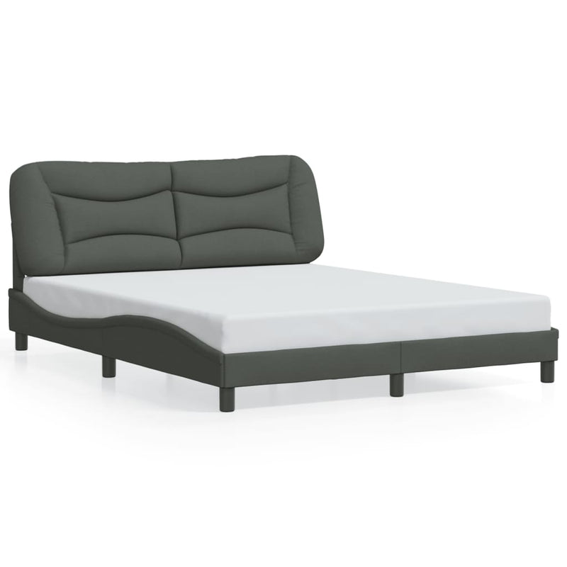 Bed Frame with LED without Mattress Black 152x203 cm Queen Fabric