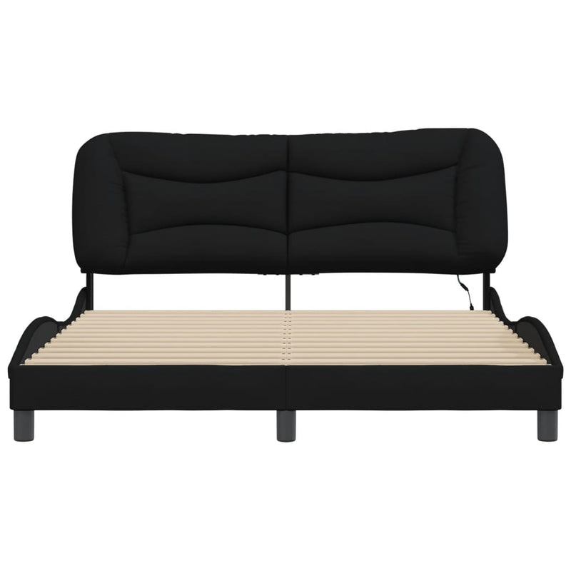 Bed Frame with LED without Mattress Black 152x203 cm Queen Fabric