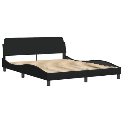 Bed Frame with LED without Mattress Black 152x203 cm Queen Fabric