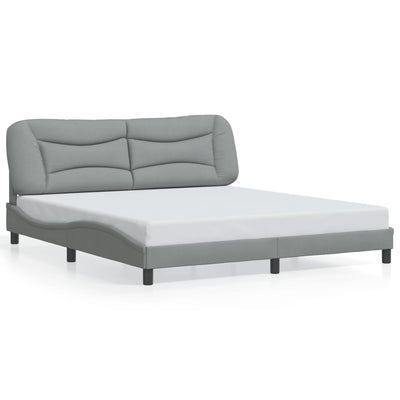 Bed Frame with LED without Mattress Dark Grey 183x203 cm King Fabric