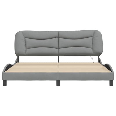 Bed Frame with LED without Mattress Dark Grey 183x203 cm King Fabric