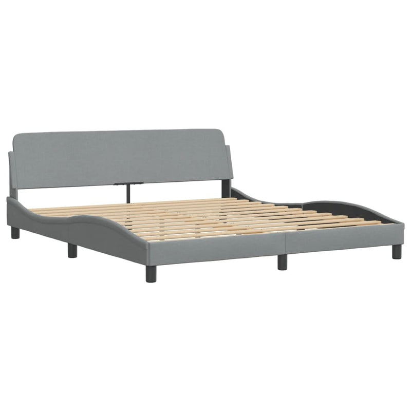 Bed Frame with LED without Mattress Dark Grey 183x203 cm King Fabric