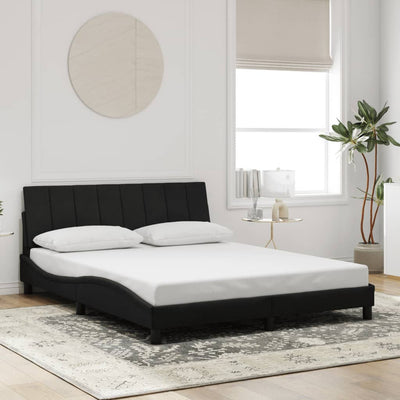 Bed Frame with LED without Mattress Black 152x203 cm Queen Velvet