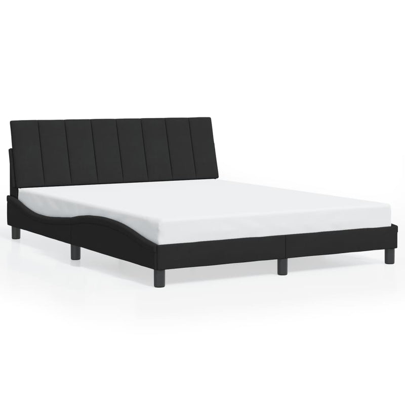 Bed Frame with LED without Mattress Black 152x203 cm Queen Velvet