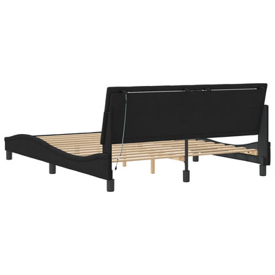 Bed Frame with LED without Mattress Black 152x203 cm Queen Velvet