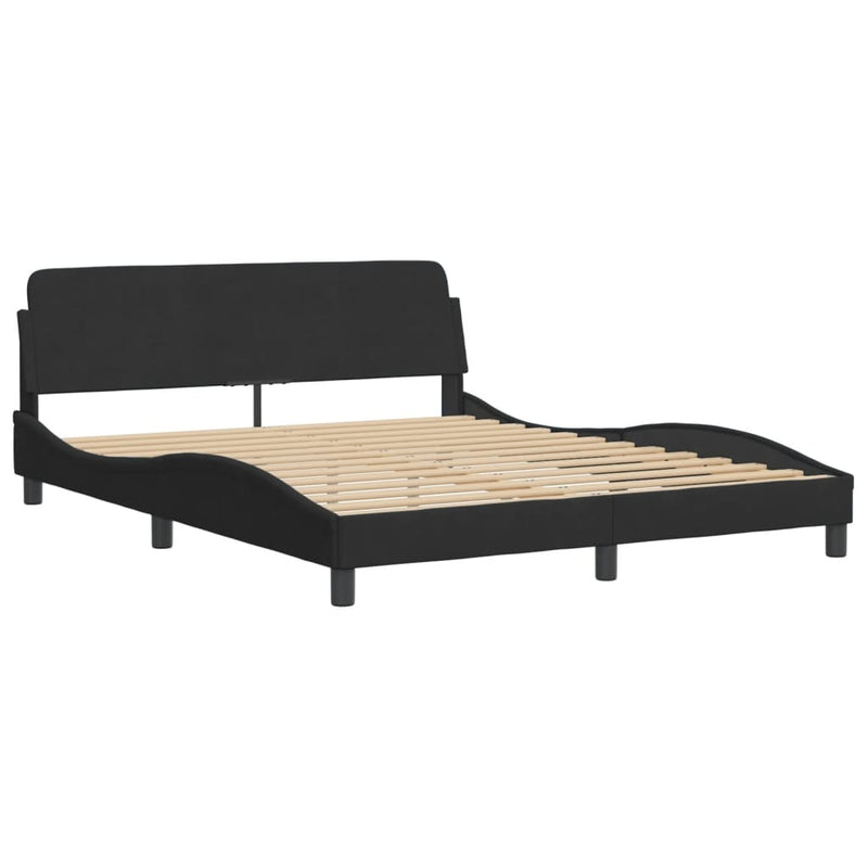 Bed Frame with LED without Mattress Black 152x203 cm Queen Velvet