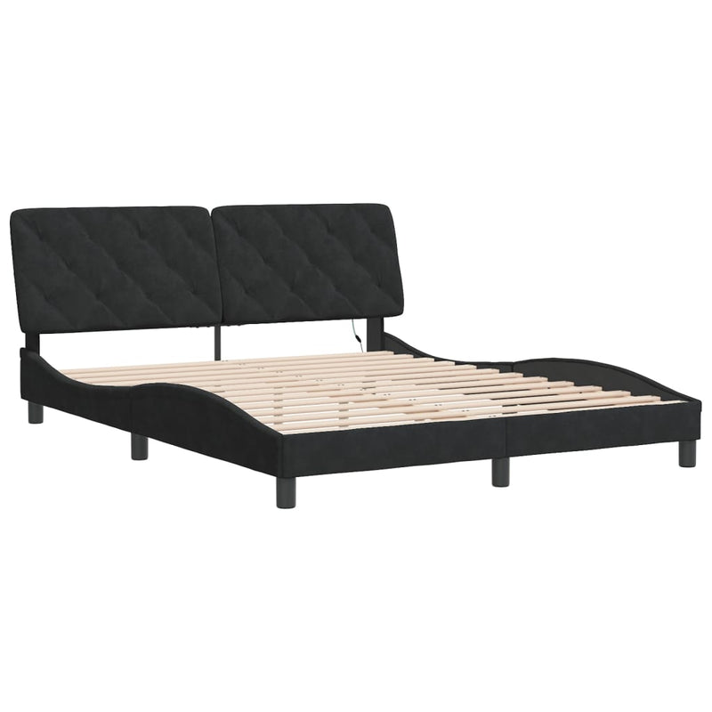 Bed Frame with LED Light Black 152x203 cm Velvet