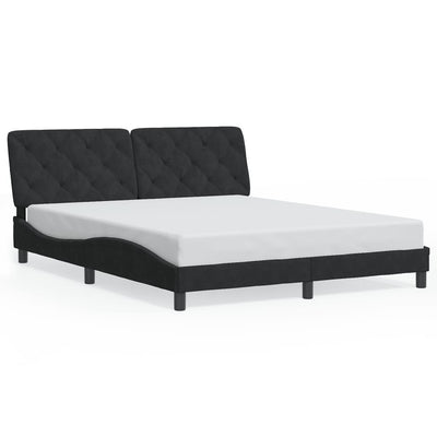 Bed Frame with LED without Mattress Black 152x203 cm Queen Velvet