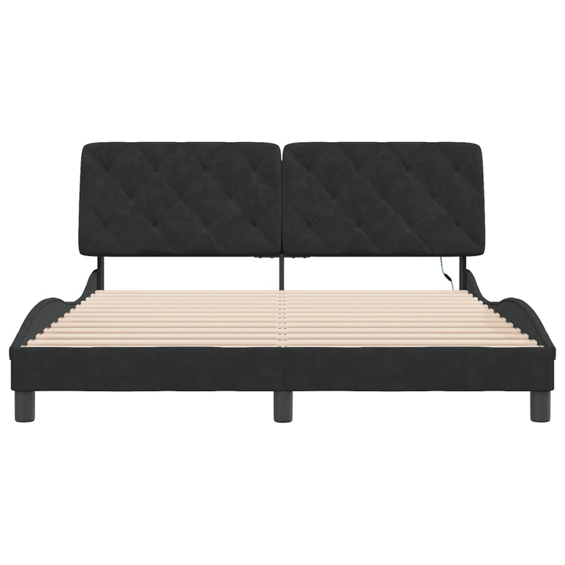 Bed Frame with LED Light Black 152x203 cm Velvet