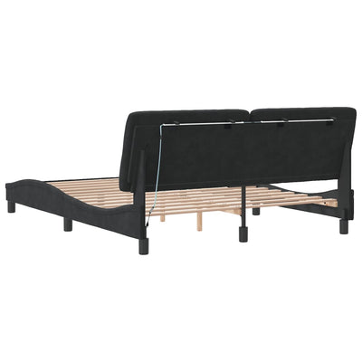 Bed Frame with LED without Mattress Black 152x203 cm Queen Velvet