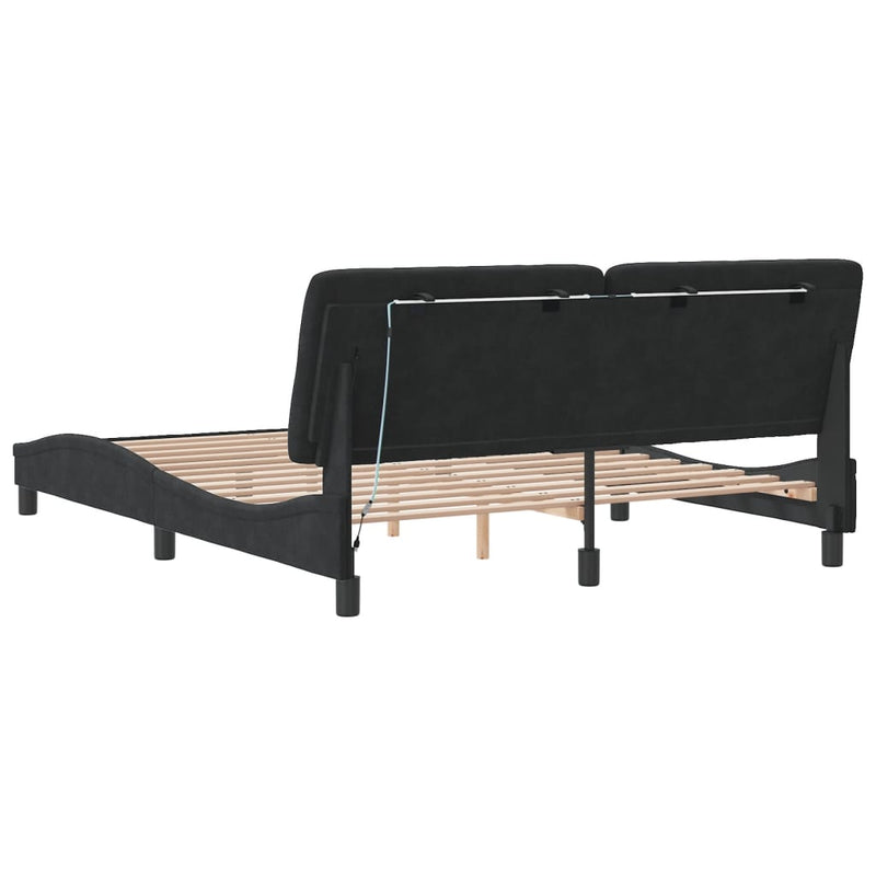 Bed Frame with LED Light Black 152x203 cm Velvet