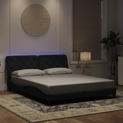 Bed Frame with LED Light Black 152x203 cm Velvet