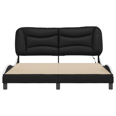 Bed Frame with LED without Mattress Black and White 152x203 cm Queen