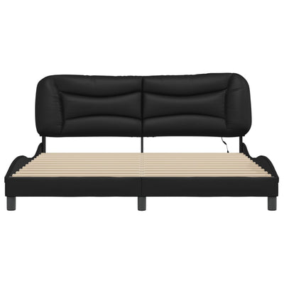 Bed Frame with LED without Mattress Black 183x203 cm King