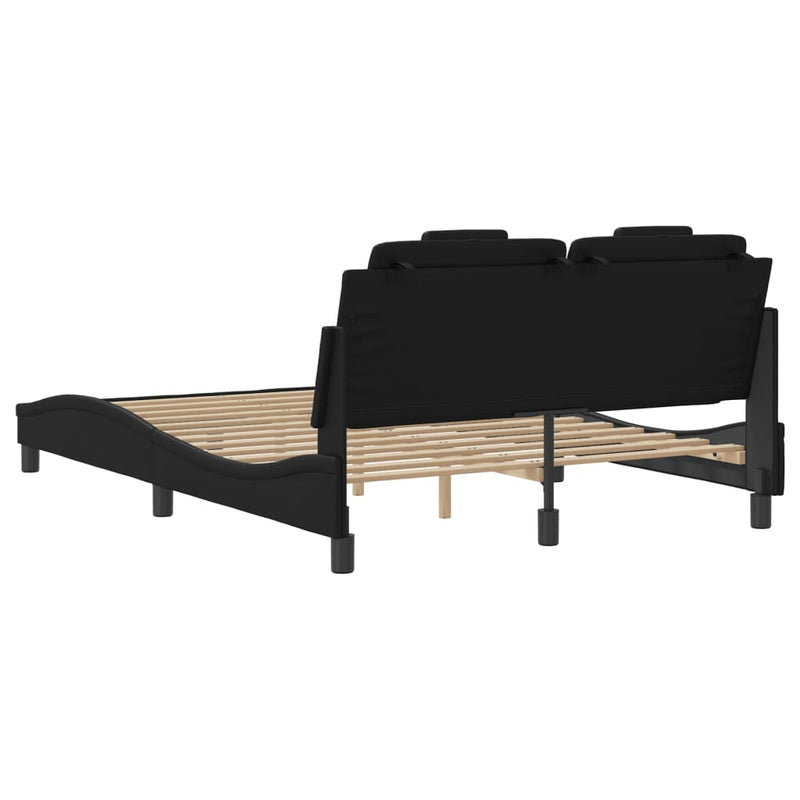 Bed Frame with LED without Mattress Black 137x187 cm Double