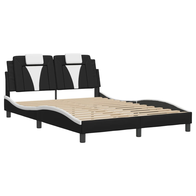 Bed Frame with LED without Mattress Black and White 137x187 cm Double