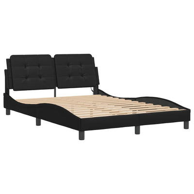 Bed Frame with LED without Mattress Black 137x187 cm Double