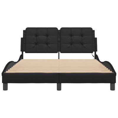 Bed Frame with LED without Mattress Black 137x187 cm Double