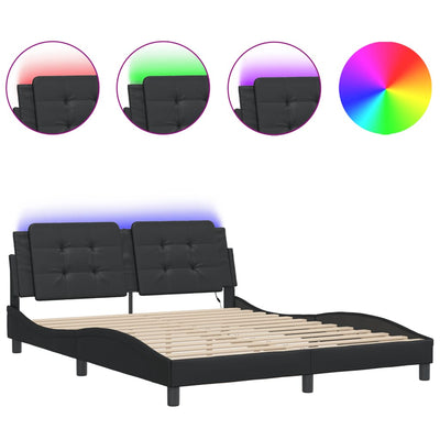 Bed Frame with LED without Mattress Black 152x203 cm Queen