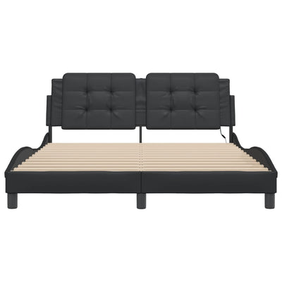 Bed Frame with LED without Mattress Black 152x203 cm Queen