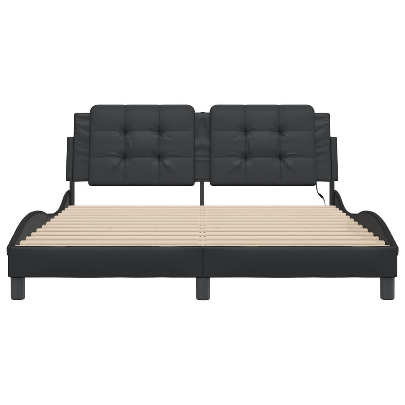 Bed Frame with LED without Mattress Black 152x203 cm Queen