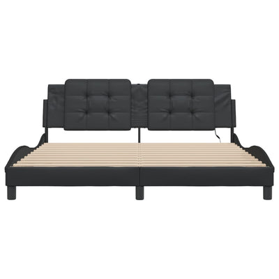 Bed Frame with LED without Mattress Black 183x203 cm King