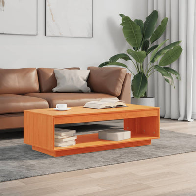 Coffee Table Wax Brown 110x50x33.5 cm Solid Wood Pine