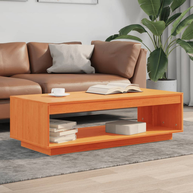 Coffee Table Wax Brown 110x50x33.5 cm Solid Wood Pine