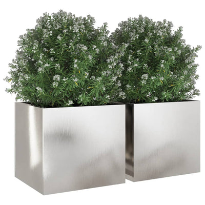 Planters 2 pcs Silver 32x30x29 cm Stainless Steel