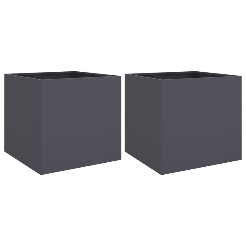 Planters 2 pcs Anthracite 42x40x39 cm Steel