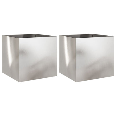 Planters 2 pcs Silver 49x47x46 cm Stainless Steel