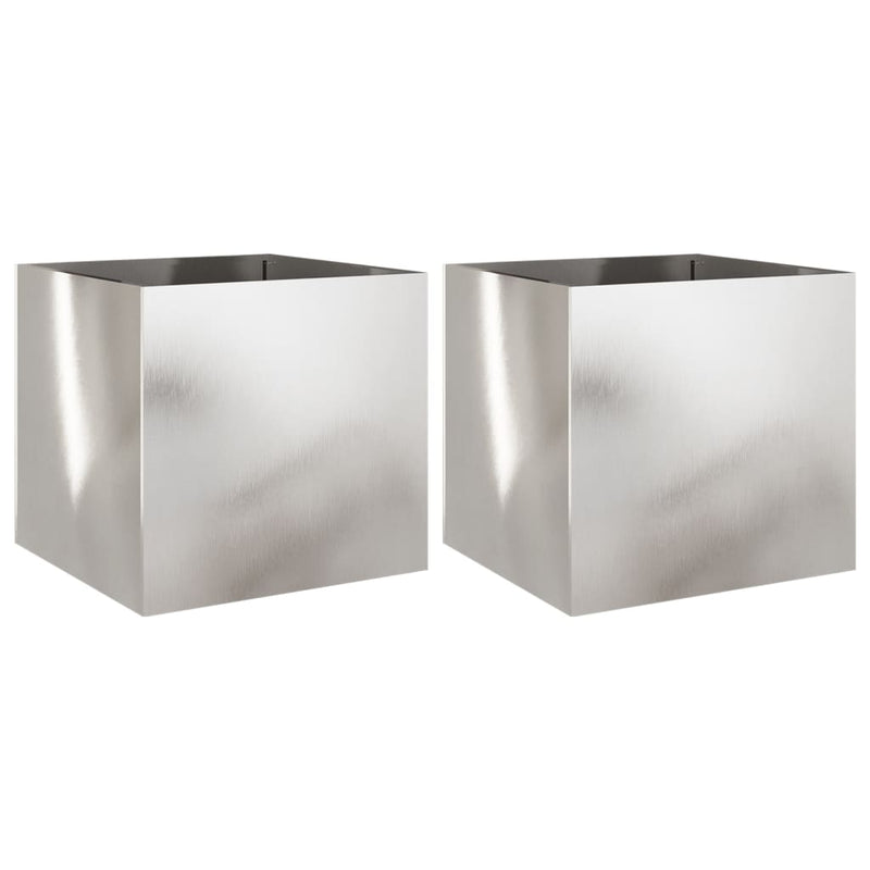 Planters 2 pcs Silver 49x47x46 cm Stainless Steel