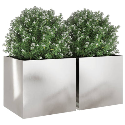 Planters 2 pcs Silver 49x47x46 cm Stainless Steel